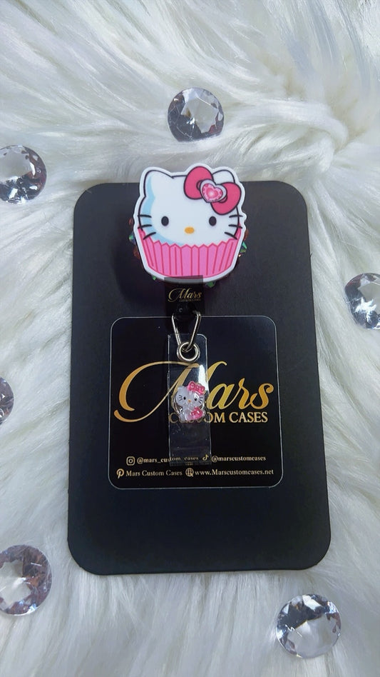 Pink Kitty Cupcake Id Name Badge